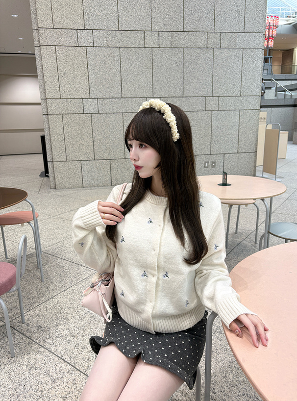 フラワー刺繍ニットカーディガン[an1850] | レディースファッション