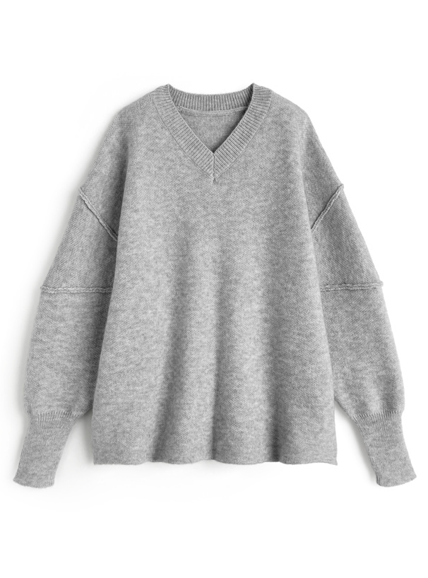 Vネックニットトップス