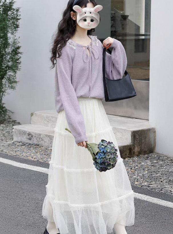 フリルリボンニットトップス[an1862] | レディースファッション通販の