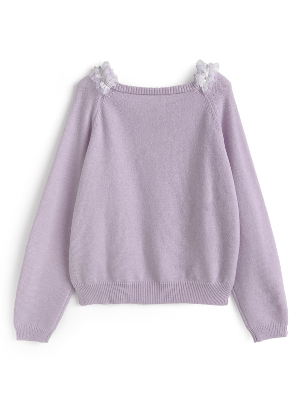 フリルリボンニットトップス