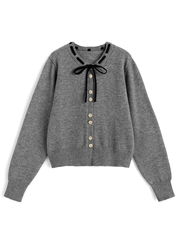 リボンゴールドボタンカーディガン