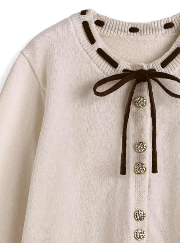 リボンゴールドボタンカーディガン