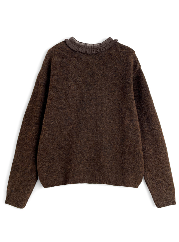 シアーフリルリボンニットトップス