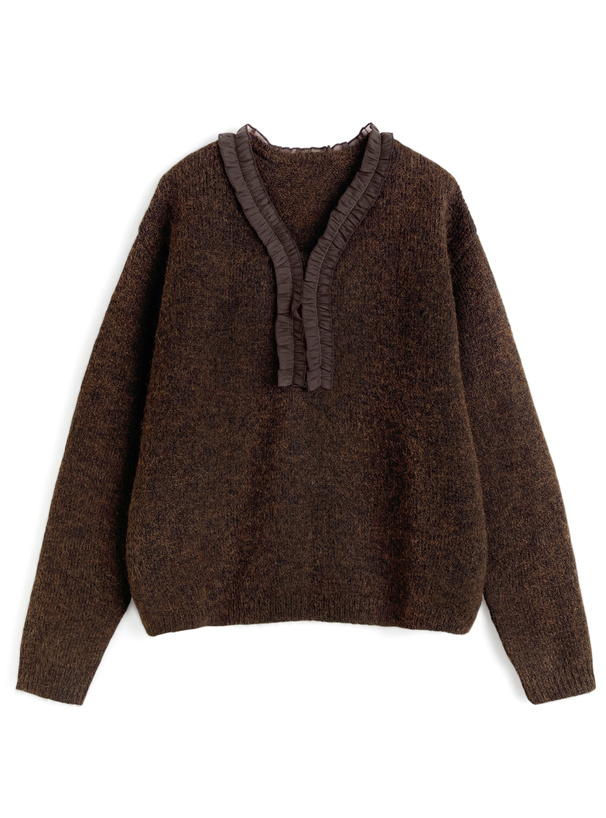 シアーフリルリボンニットトップス[an1865] | レディースファッション