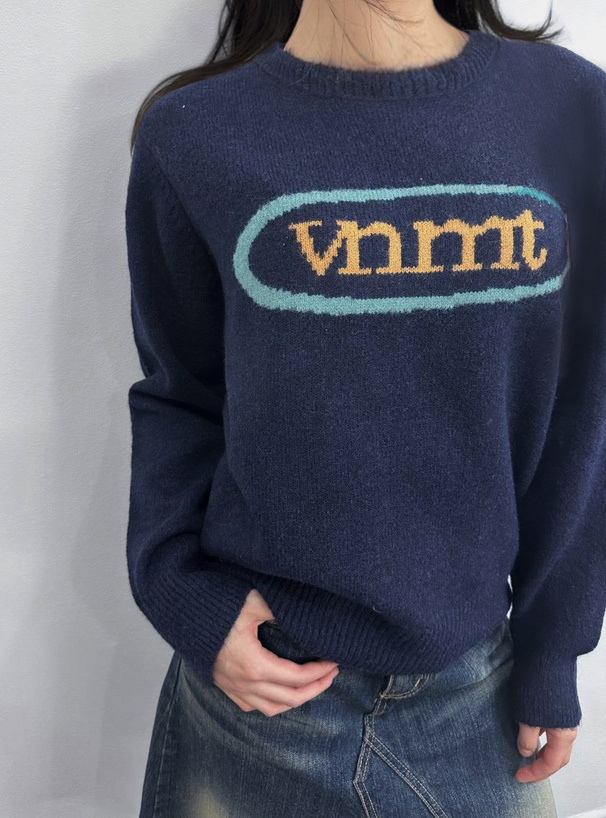 配色ロゴニットトップス