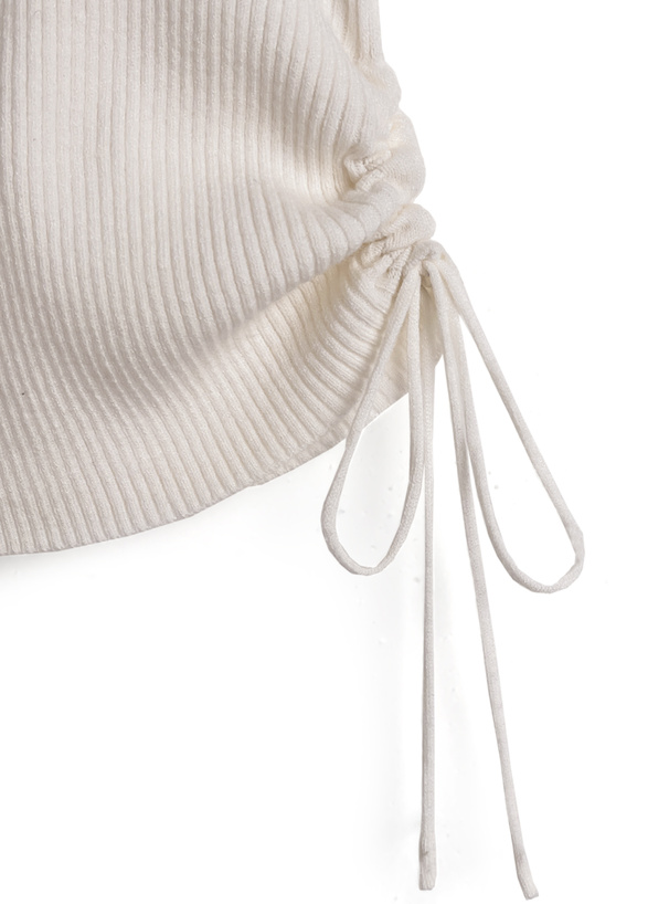 ヘンリーネックドロストリブニットトップス