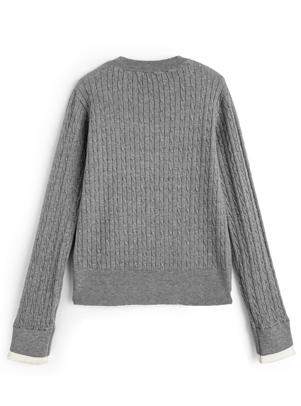 レイヤード風ケーブル編みニットカーディガン