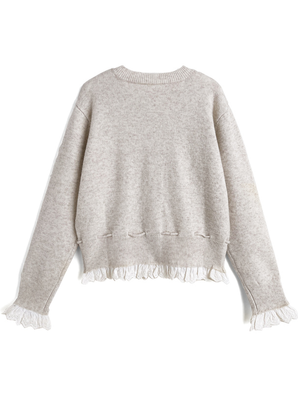 レースフリルリボンニットカーディガン