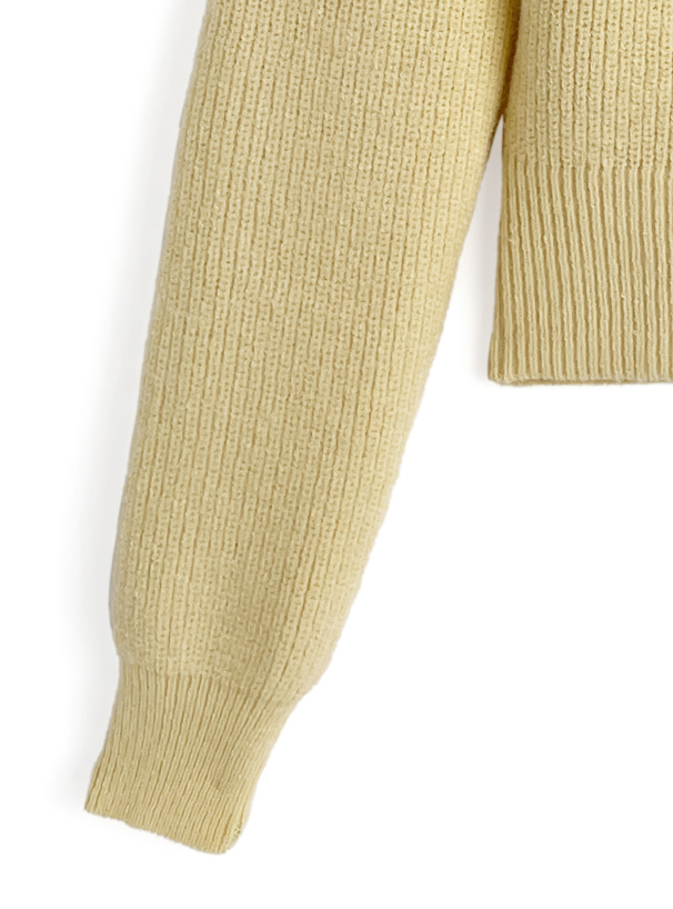 スクエアネックゴールドボタンリブニットカーディガン