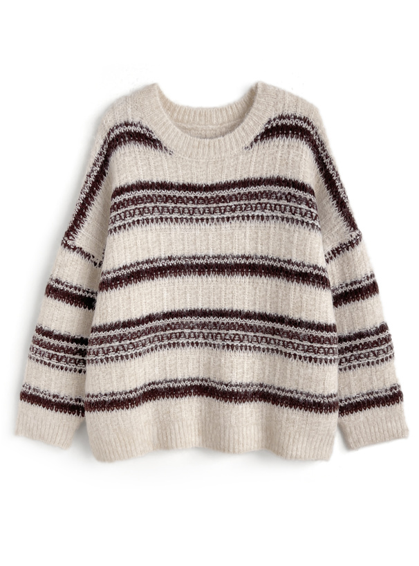 ボーダー柄ニットトップス