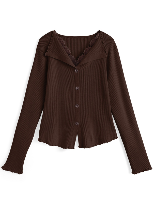 レースメロウリブニットトップス