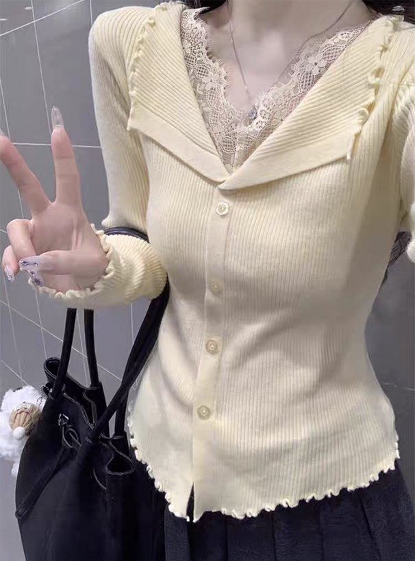 レースメロウリブニットトップス[an1888] | レディースファッション