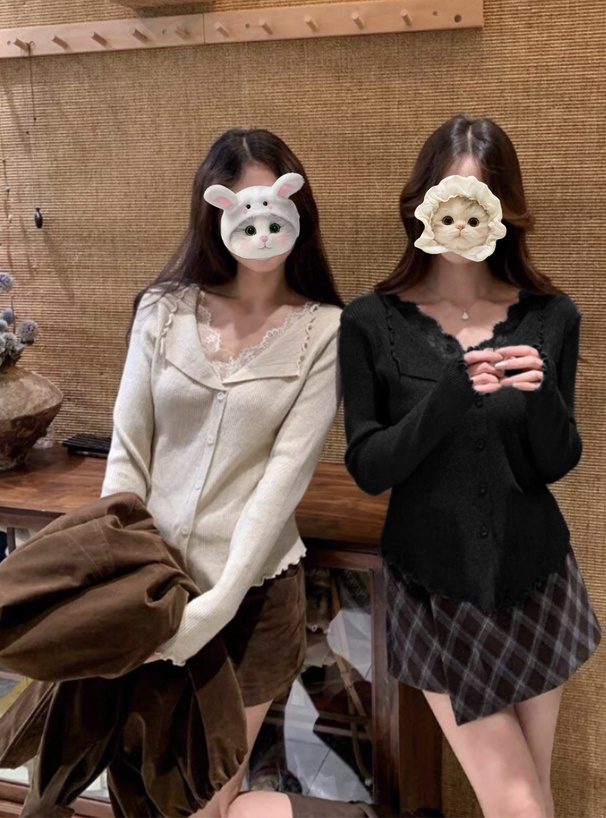 レースメロウリブニットトップス[an1888] | レディースファッション