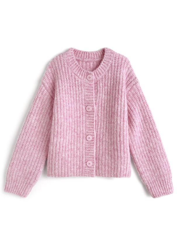 クルーネックローゲージニットカーディガン