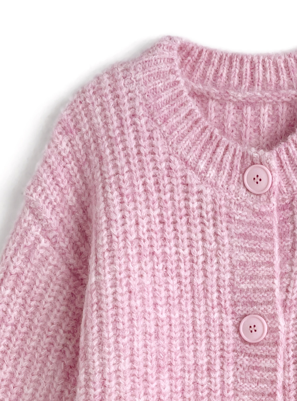 クルーネックローゲージニットカーディガン