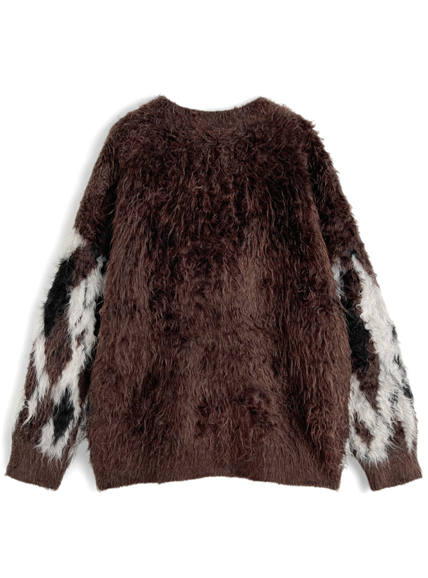 アーガイル柄シャギーニットカーディガン[an1891] | レディース