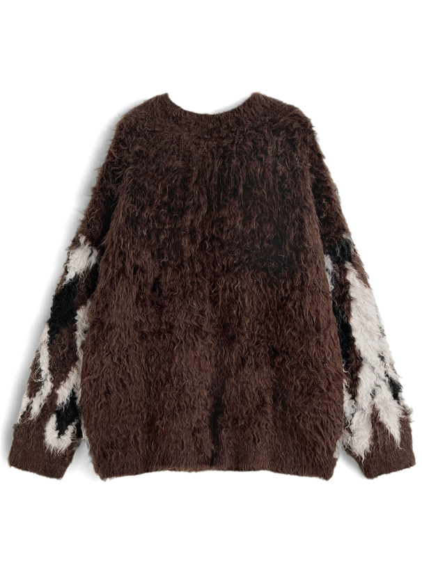 アーガイル柄シャギーニットトップス