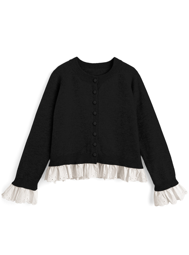 フリルドッキングニットカーディガン