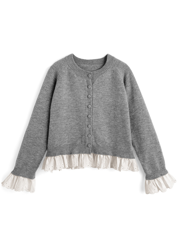 フリルドッキングニットカーディガン