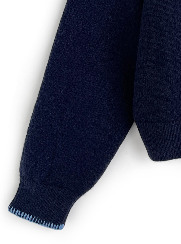 ロゴ刺繍 ブラックカーディガン NAUTICA 刺繍カーディガン ブラック ニット ロゴ