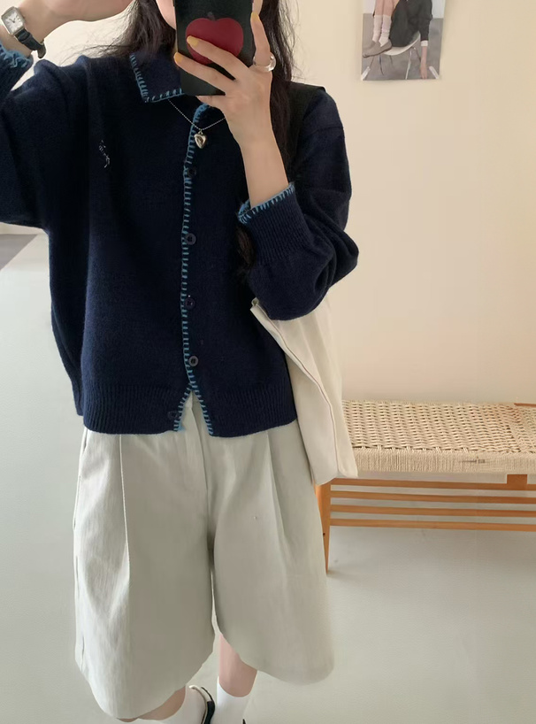 ロゴ刺繍配色ステッチカーディガン[an1894] | レディースファッション