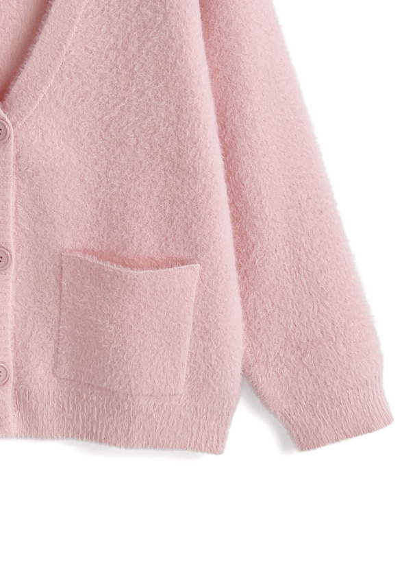 Vネックシャギーニットカーディガン