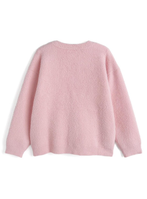 Vネックシャギーニットカーディガン