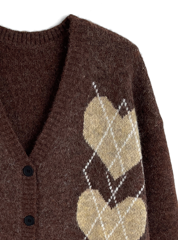 アーガイル柄ニットカーディガン