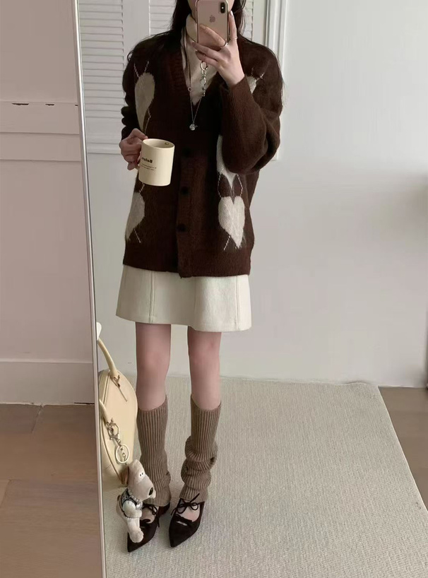 アーガイル柄ニットカーディガン