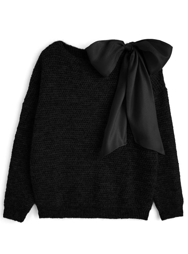 リボン付きワンショルダーニットトップス[an1902]