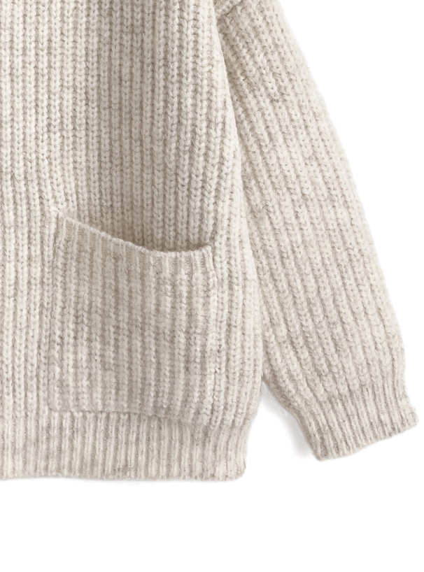 ファーフード付きジップニットパーカー