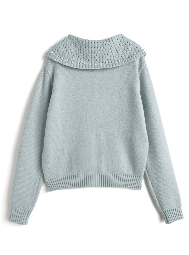 ビッグカラーリボンニットトップス