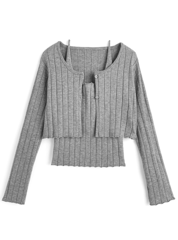 リブニットボレロ×キャミソールアンサンブル