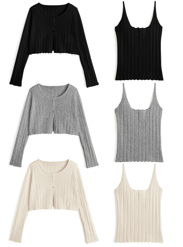 リブニットボレロ×キャミソールアンサンブル[an1906] | レディース