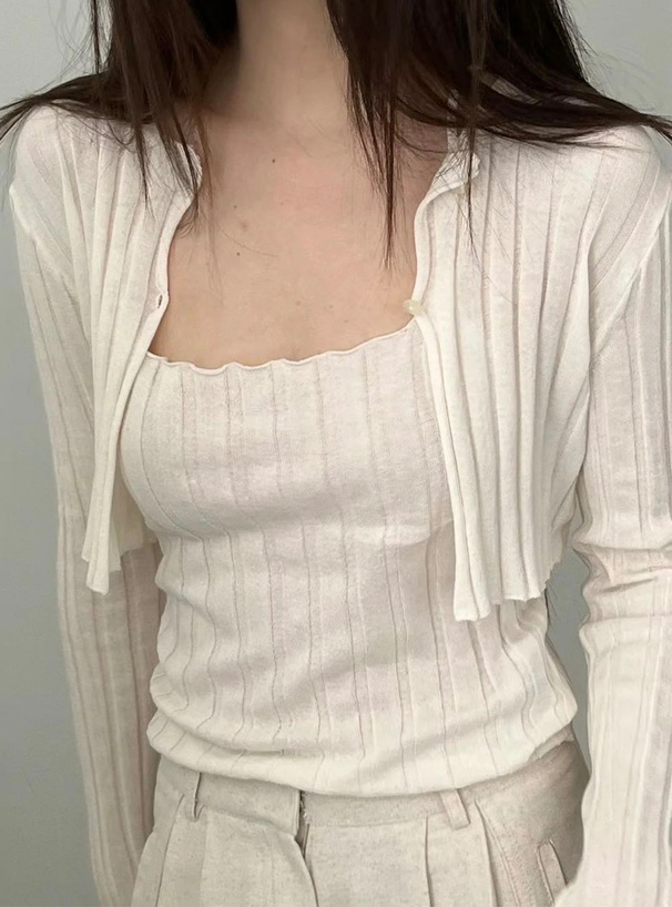 リブニットボレロ×キャミソールアンサンブル