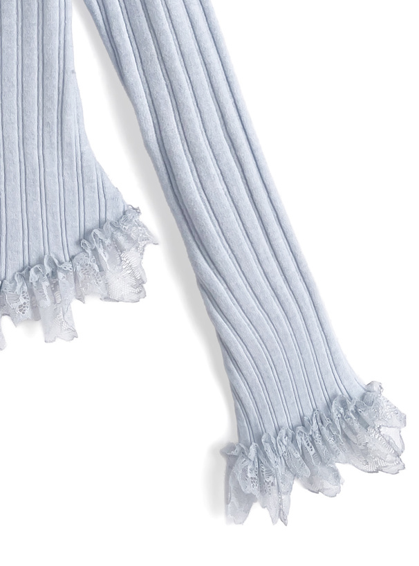 レースフリルリブニットカーディガン