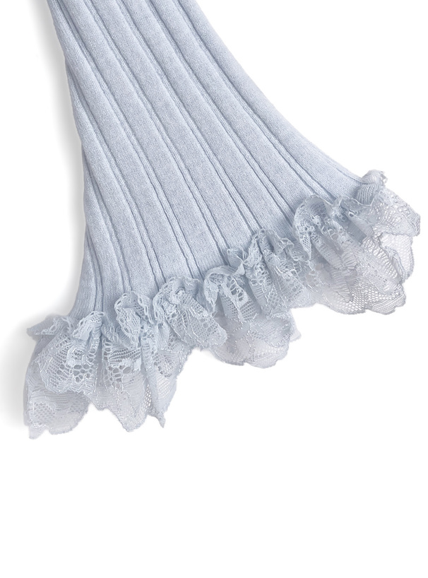 レースフリルリブニットカーディガン