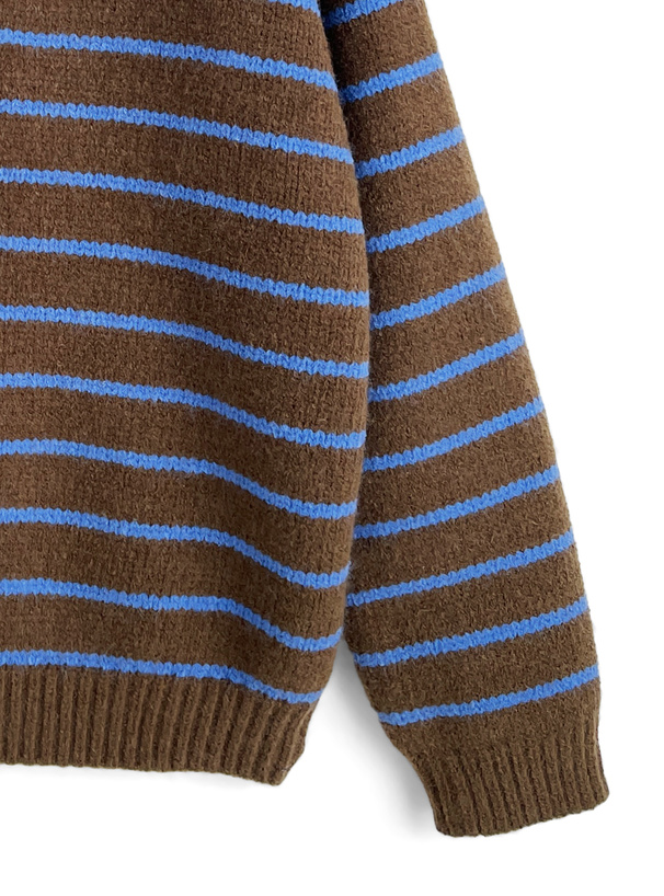 ボーダー柄スキッパーニットトップス