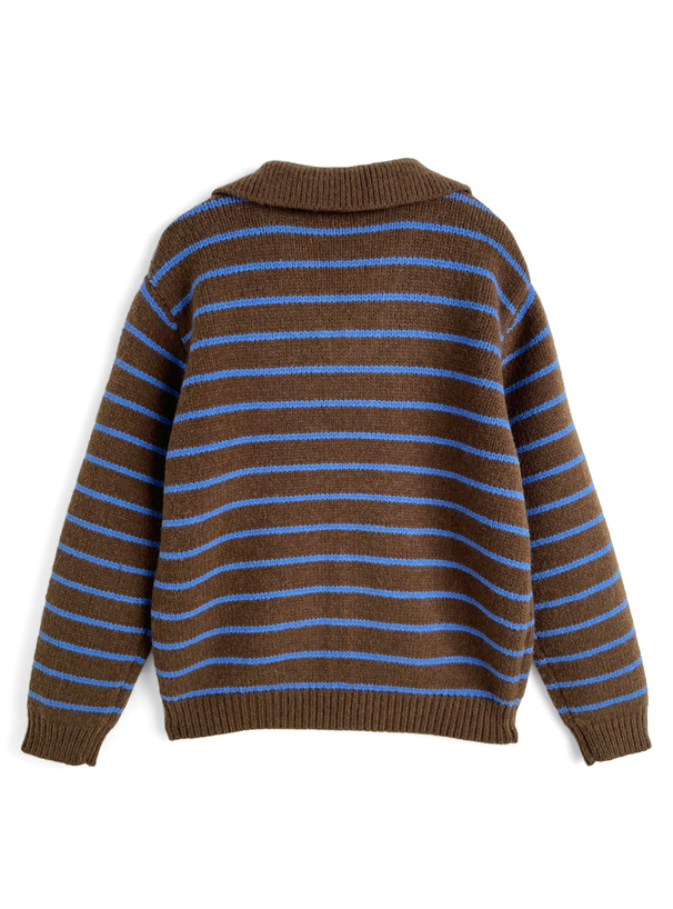 ボーダー柄スキッパーニットトップス