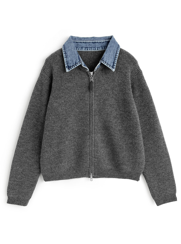 デニムカラーダブルジップニットカーディガン[an1912] | レディース