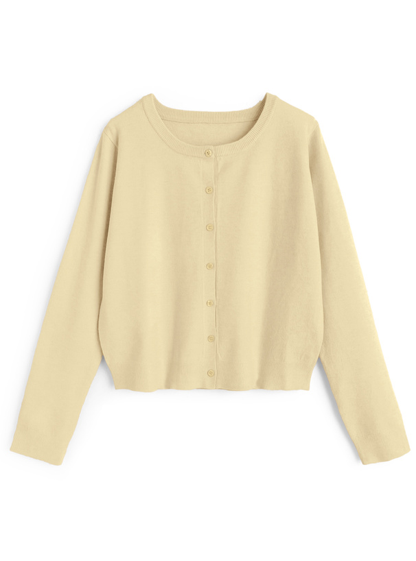 クルーネックニットカーディガン