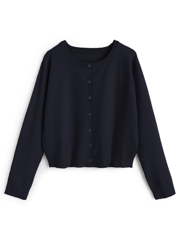 クルーネックニットカーディガン