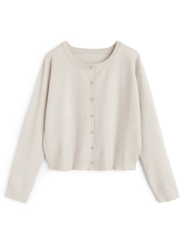 クルーネックニットカーディガン