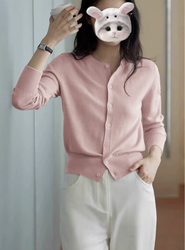 クルーネックニットカーディガン