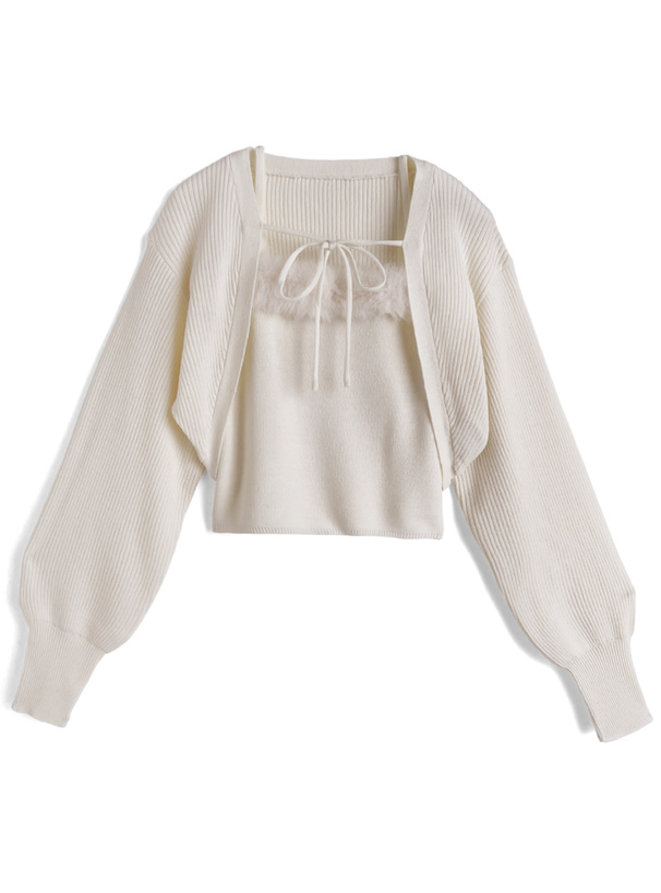 ファーキャミソール×ボレロニットアンサンブル[an1918] | レディース