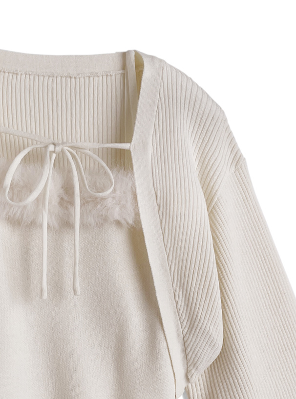 ファーキャミソール×ボレロニットアンサンブル