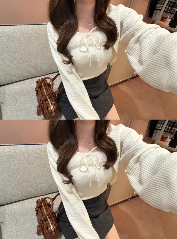 ファーキャミソール×ボレロニットアンサンブル