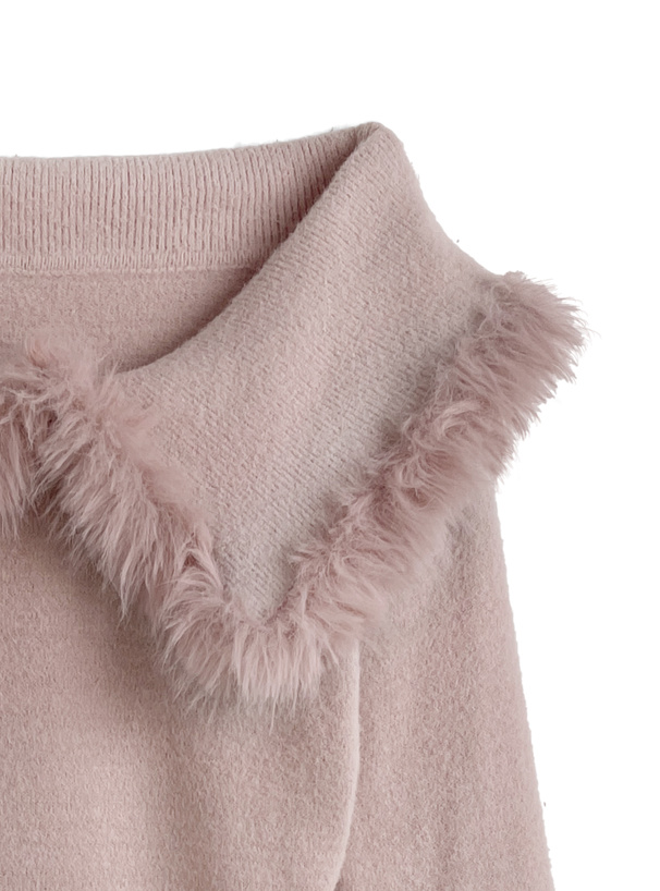 2Wayビッグカラーシャギーニットミニワンピース