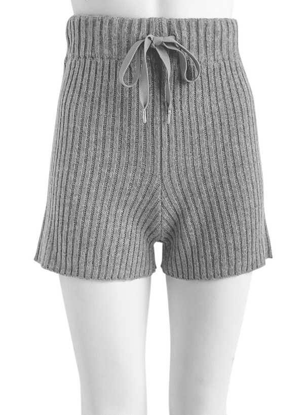 ハイウエストリブニットショートパンツ