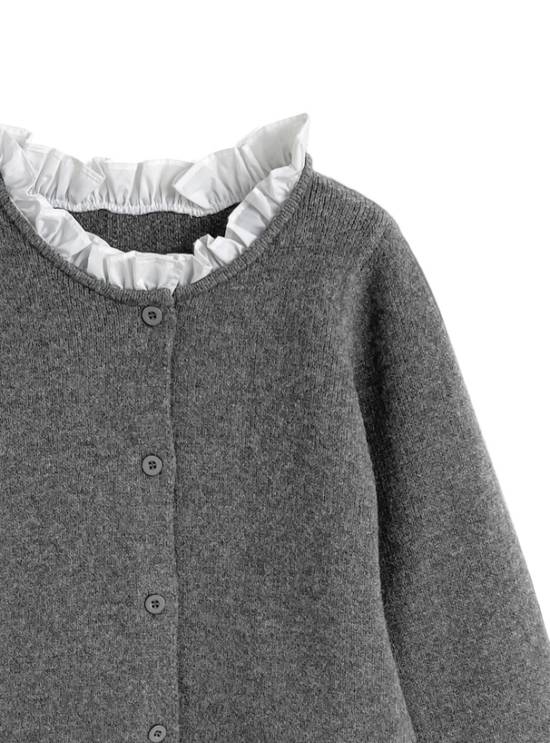 フリルレイヤード風ニットカーディガン